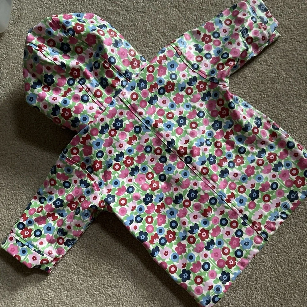 JoJo Maman Bebe Kids Bright Flower Print Waterproof Rain Jacket Coat 6-12 Months